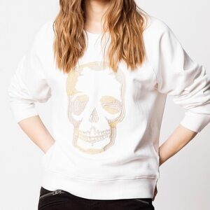 Zadig & Voltaire Upper Skull Gold Sweatshirt, size Large